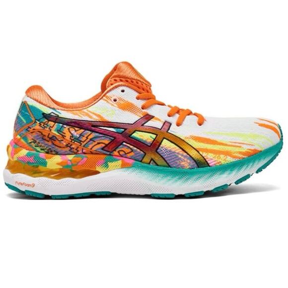 ASICS GEL-Nimbus 23 Women’s Running Shoes White Orange Teal Size 8 Cushion - Picture 3 of 14
